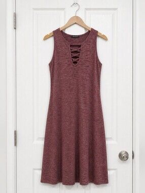PINK ROSE Sleeveless Wine  Knit Midi Dress